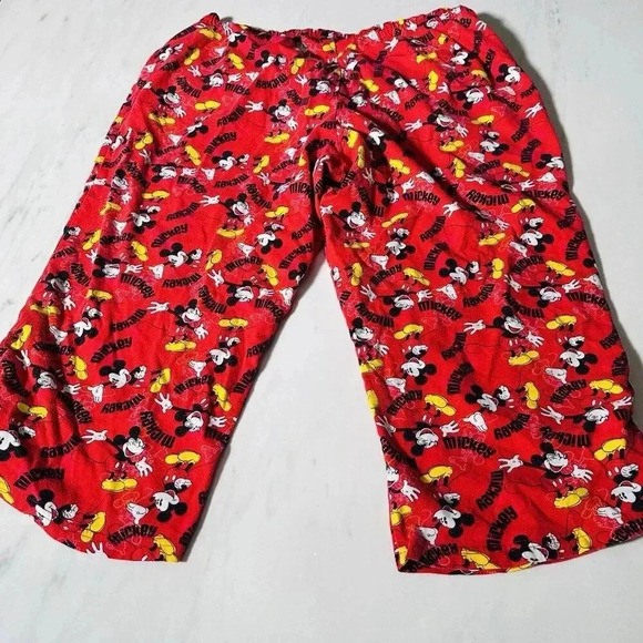 Mickey Mouse Fleece Pajama Pant Capris X-Large Cotton Red Lounge Sleep Women's - Picture 5 of 5